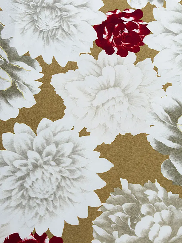 卒業式女性袴 1281 Kansai／アンティークゴールド 牡丹／ボルドー袴