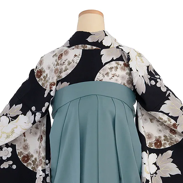 卒業式女性袴 1283 Kansai／濃藍 牡丹梅／水浅葱袴