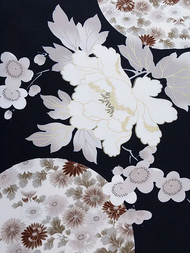 卒業式女性袴 1284 Kansai／濃藍 牡丹梅／水浅葱袴