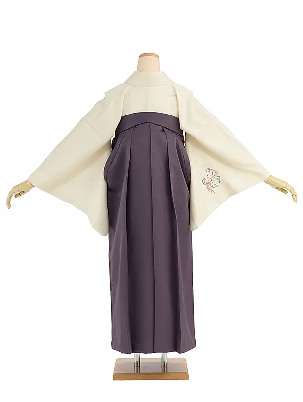 先生,教員向け袴レンタル 1291 クリーム 花輪に松／くすみパープル袴