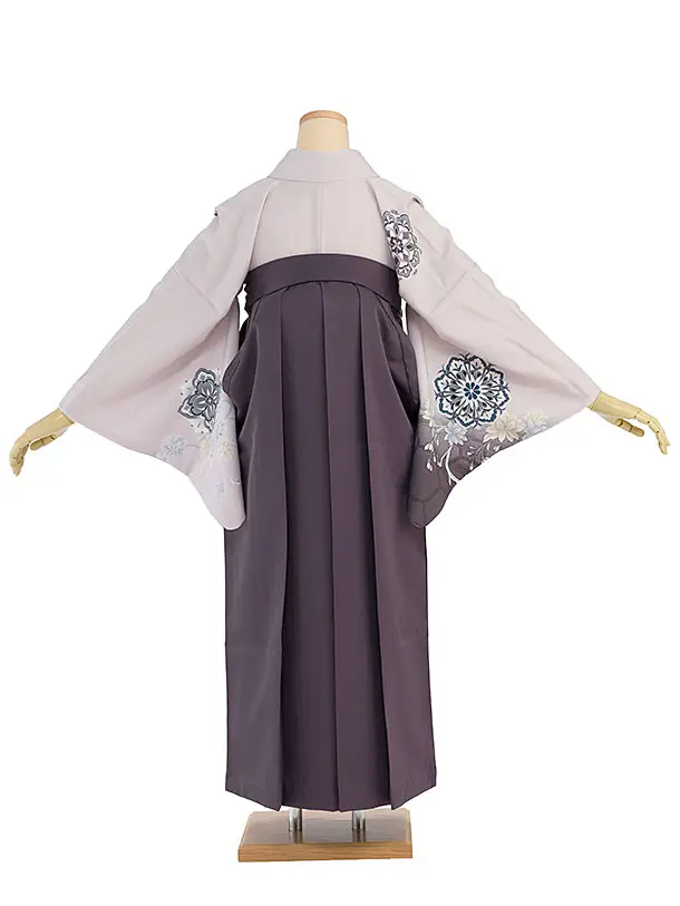 先生,教員向け袴レンタル 1294 淡くすみピンク 華紋／くすみパープル袴