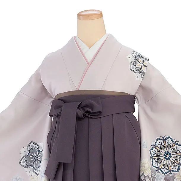 先生,教員向け袴レンタル 1294 淡くすみピンク 華紋／くすみパープル袴