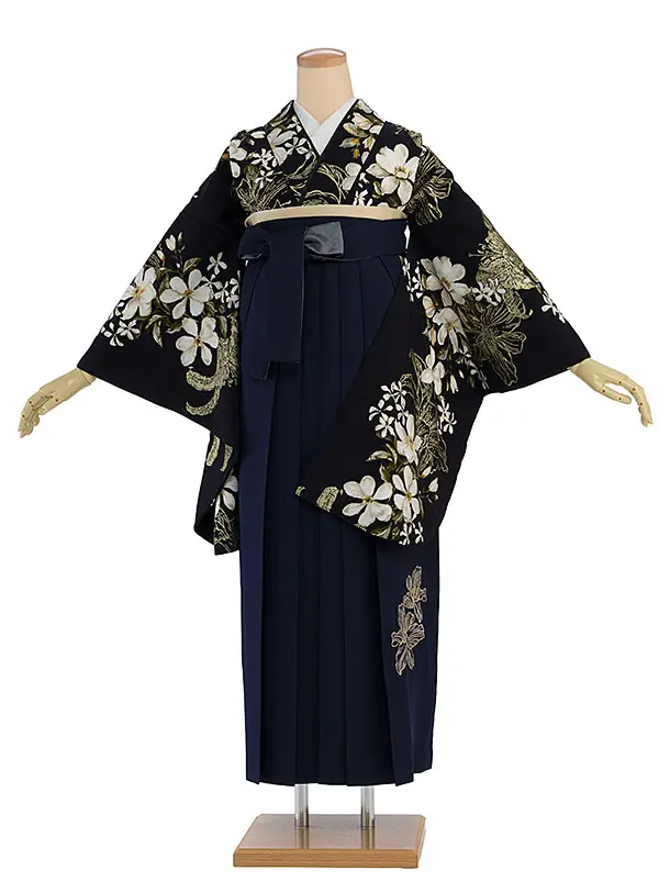 卒業式女性袴 1301 Sugar Kei／濃紺 ゆり／ネイビー袴