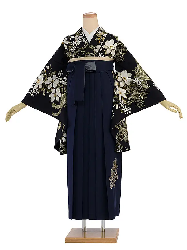 卒業式女性袴 1302 Sugar Kei／濃紺 ゆり／ネイビー袴