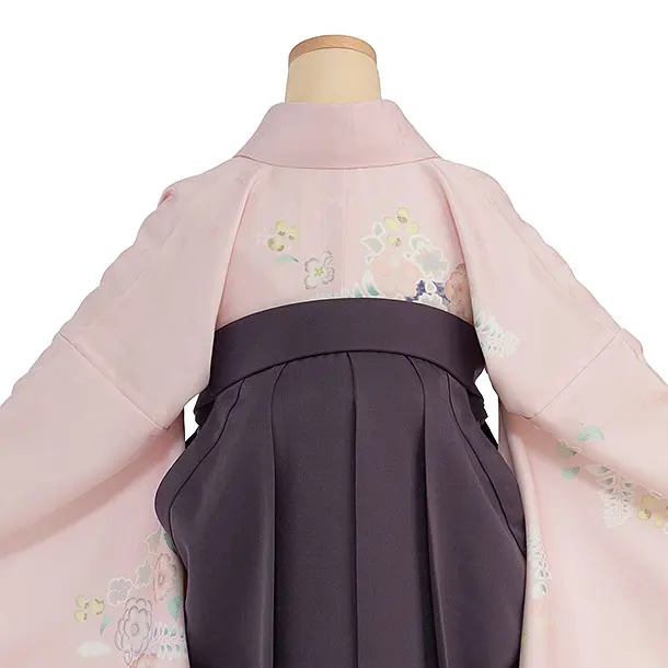 先生,教員向け袴レンタル 1308 淡ピンク 辻が花風／くすみパープル袴