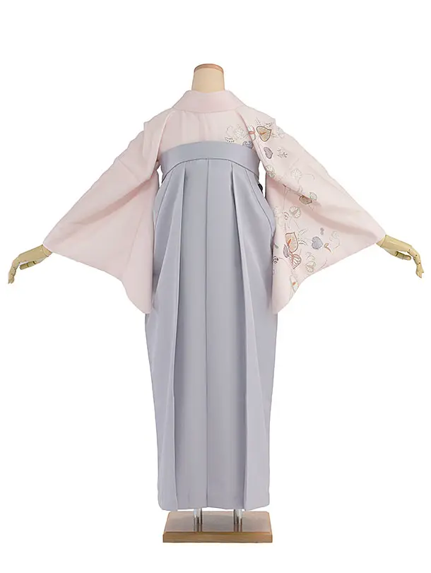 先生,教員向け袴レンタル 1309 ピンク 蔦／淡ブルーグレー袴