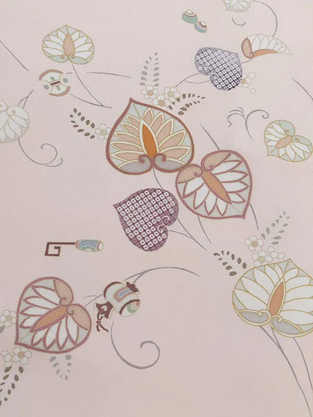 先生,教員向け袴レンタル 1309 ピンク 蔦／淡ブルーグレー袴