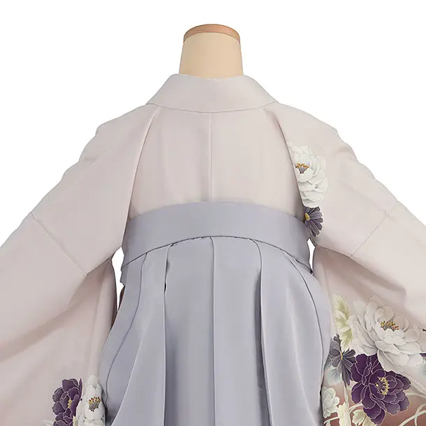 先生,教員向け袴レンタル 1311 ピンクベージュ 牡丹菊／淡ブルーグレー袴