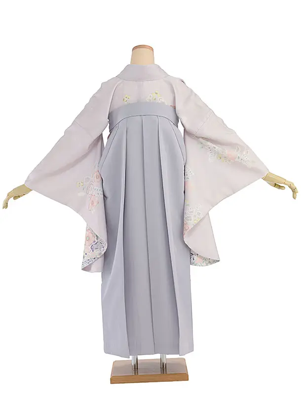 先生,教員向け袴レンタル 1315 淡パープル 辻が花風／淡ブルーグレー袴