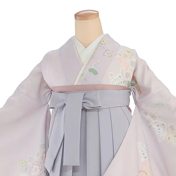 先生,教員向け袴レンタル 1315 淡パープル 辻が花風／淡ブルーグレー袴