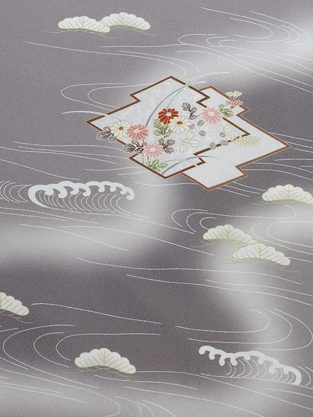 先生,教員向け袴レンタル 1317 グレー 松波／ピンクベージュ袴