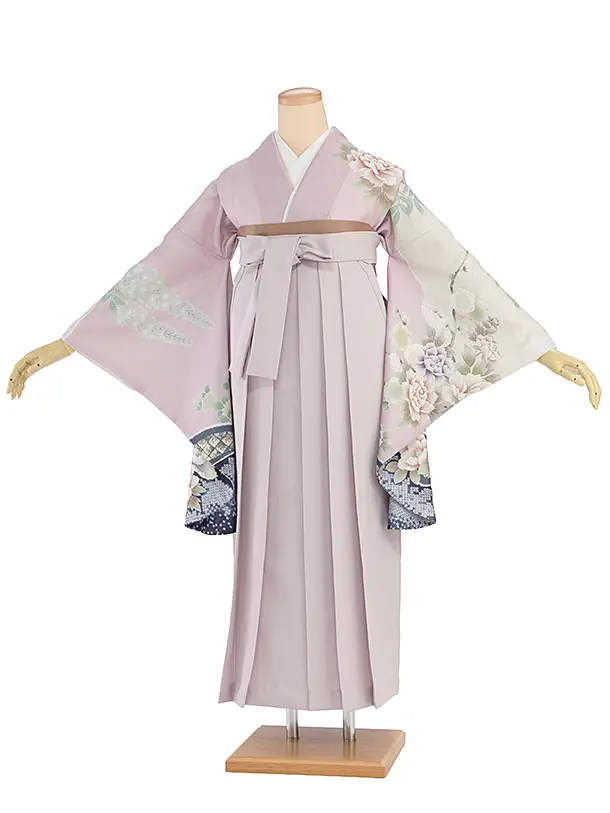 先生,教員向け袴レンタル 1322 くすみピンク 鹿の子梅牡丹／ピンクベージュ袴