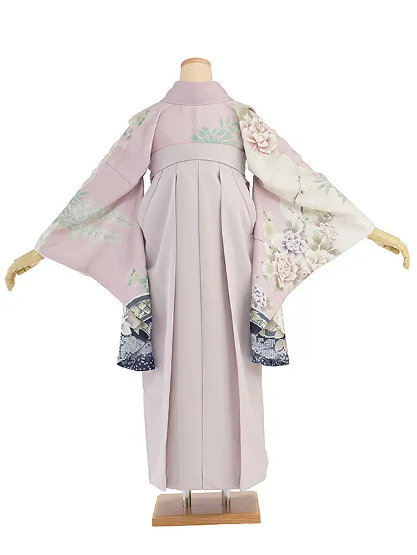 先生,教員向け袴レンタル 1322 くすみピンク 鹿の子梅牡丹／ピンクベージュ袴