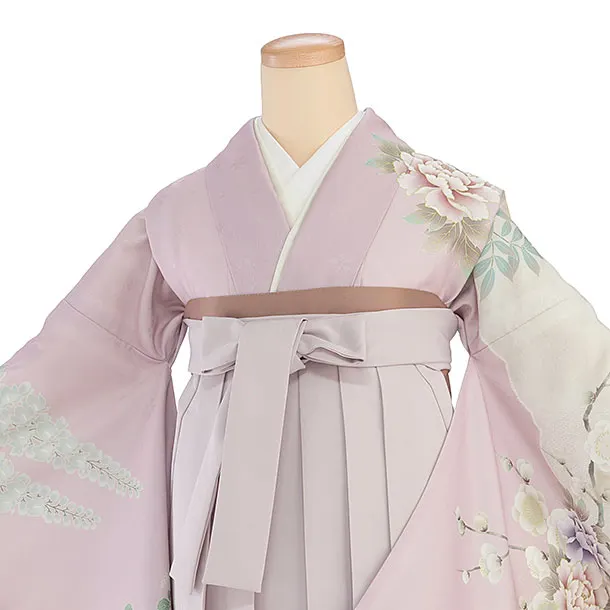 先生,教員向け袴レンタル 1322 くすみピンク 鹿の子梅牡丹／ピンクベージュ袴