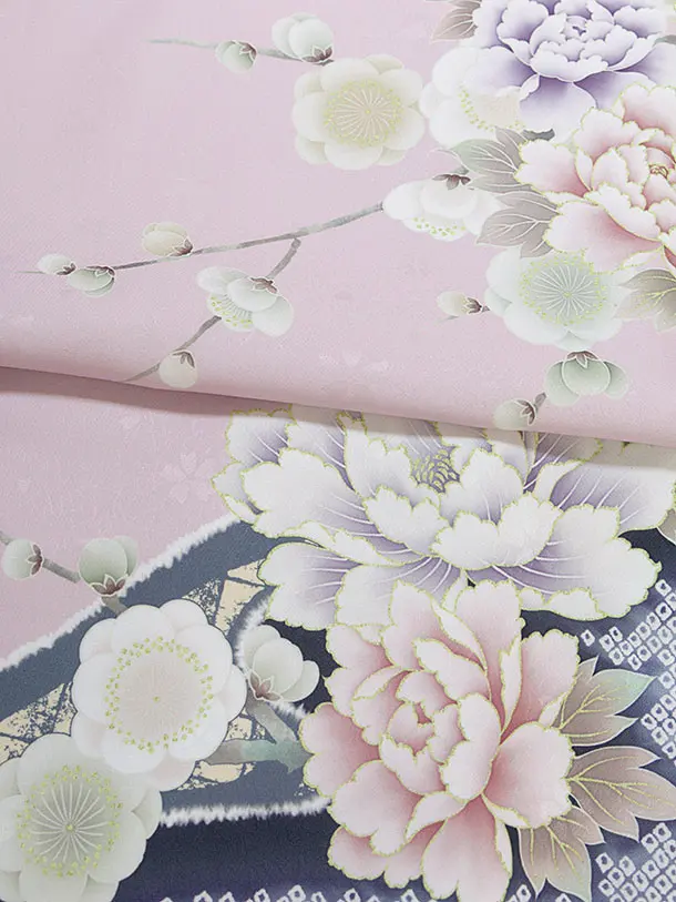 先生,教員向け袴レンタル 1322 くすみピンク 鹿の子梅牡丹／ピンクベージュ袴