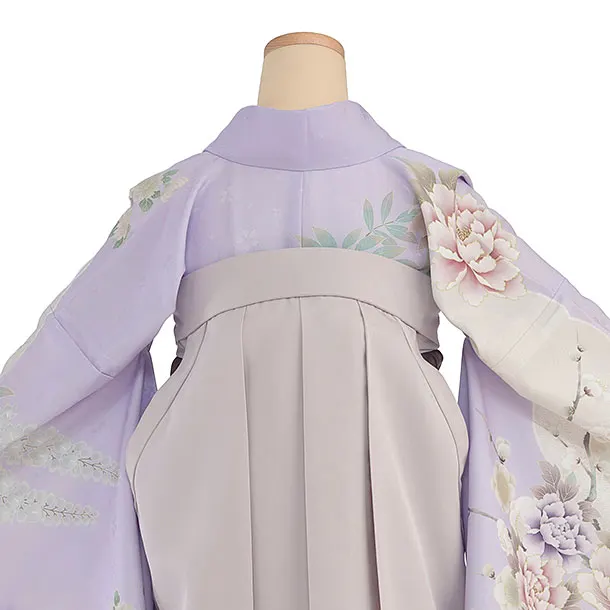 先生,教員向け袴レンタル 1323 薄紫 鹿の子梅牡丹／ピンクベージュ袴