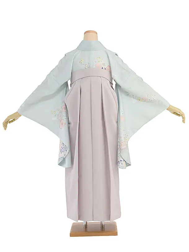 先生,教員向け袴レンタル 1324 薄水色 辻が花風／ピンクベージュ袴