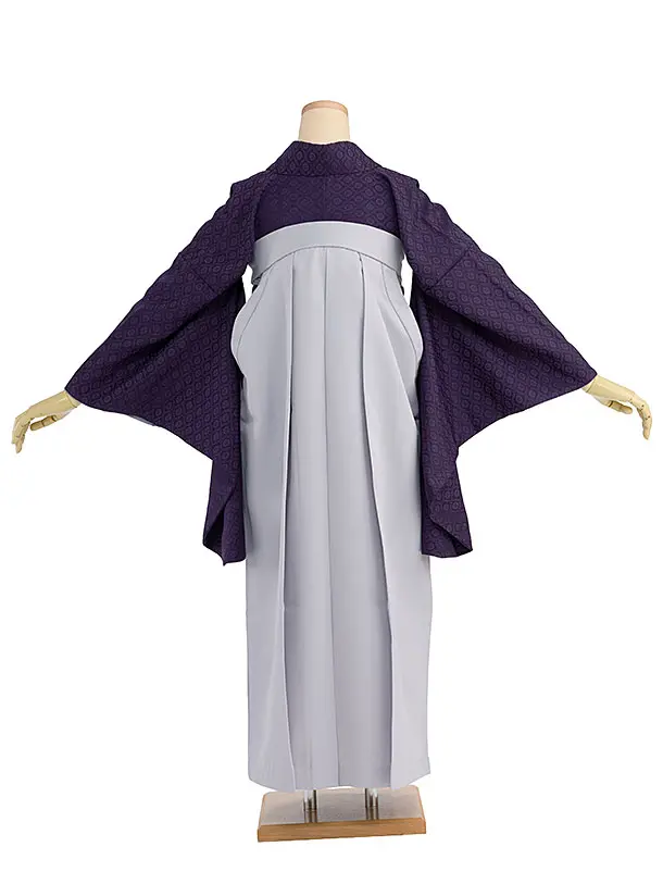 先生,教員向け袴レンタル 1326 紫色／淡ブルーグレー袴