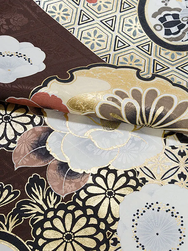 卒業式女性袴レンタル 1327 茶色 華雪輪／淡紅色袴