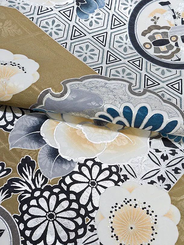 卒業式女性袴レンタル 1328 鶯茶色 華雪輪／オフホワイト袴