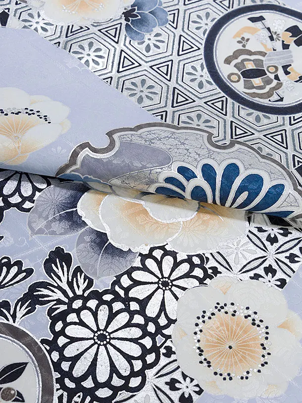 卒業式女性袴レンタル 1329 水色 華雪輪／濃紺袴