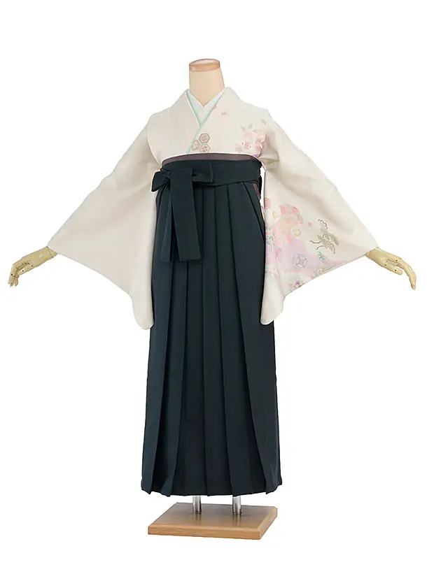 先生,教員向け袴レンタル 1331 クリーム 華七宝／深緑袴