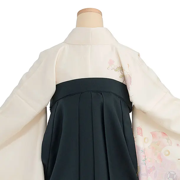 先生,教員向け袴レンタル 1331 クリーム 華七宝／深緑袴
