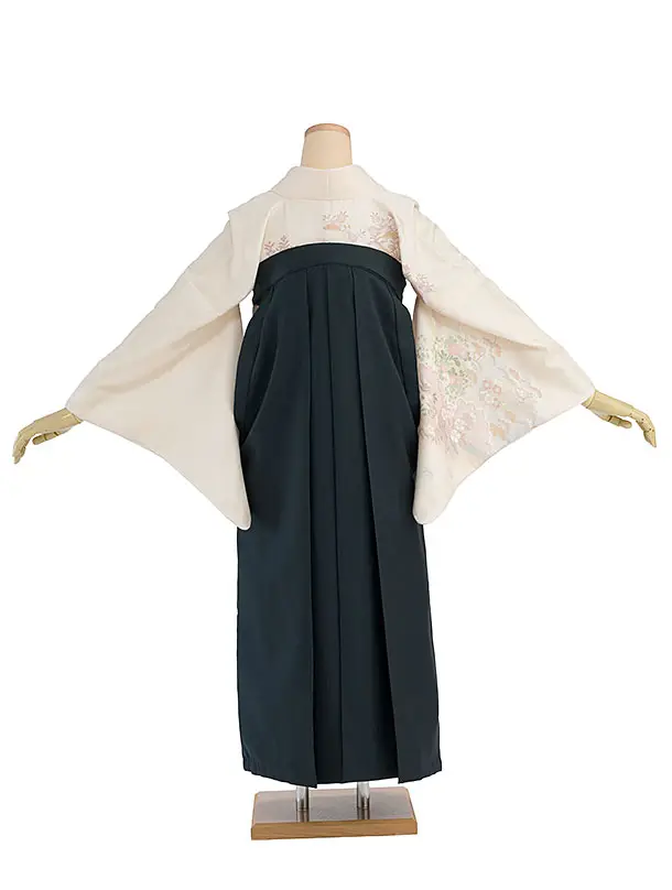 先生,教員向け袴レンタル 1334 クリーム 四季花／深緑袴