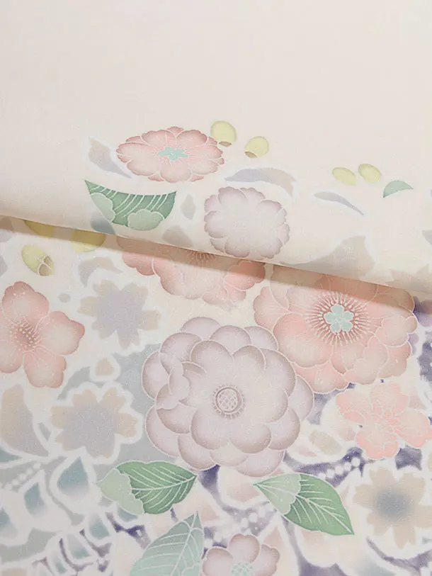 先生,教員向け袴レンタル 1335 クリーム 辻が花風／深緑袴