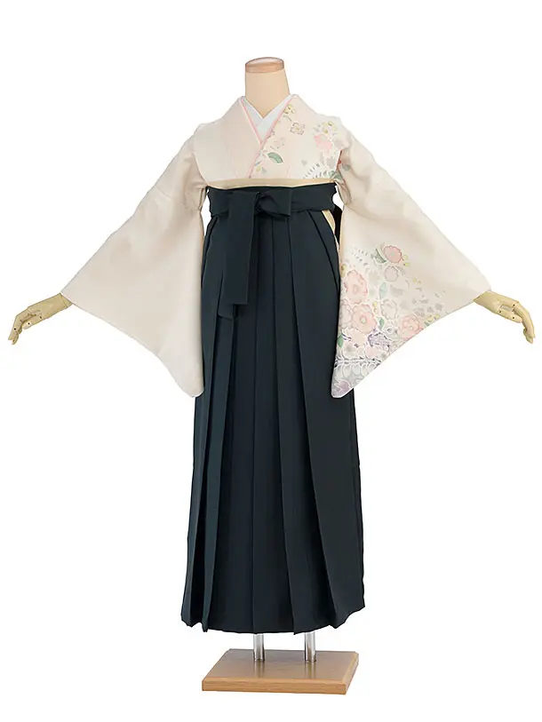 先生,教員向け袴レンタル 1336 クリーム 辻が花風／深緑袴