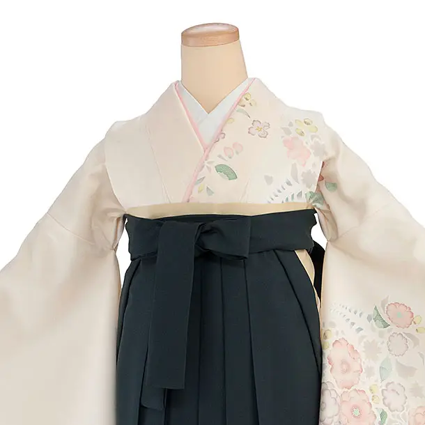 先生,教員向け袴レンタル 1336 クリーム 辻が花風／深緑袴