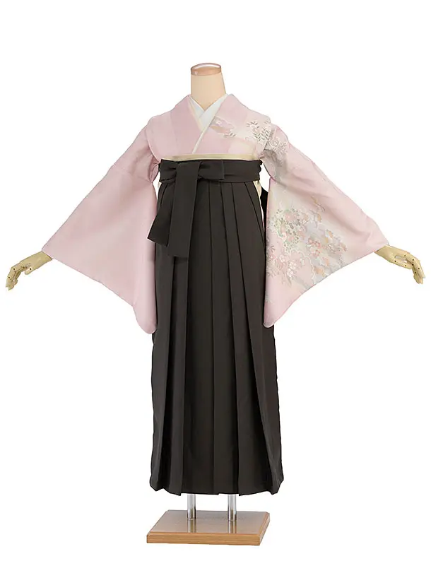 先生,教員向け袴レンタル 1337 ピンク 四季花／チャコール袴