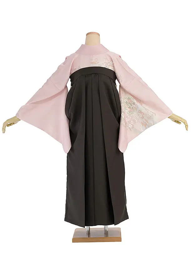 先生,教員向け袴レンタル 1337 ピンク 四季花／チャコール袴