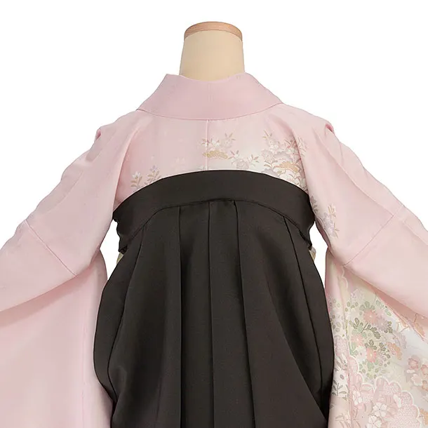 先生,教員向け袴レンタル 1337 ピンク 四季花／チャコール袴