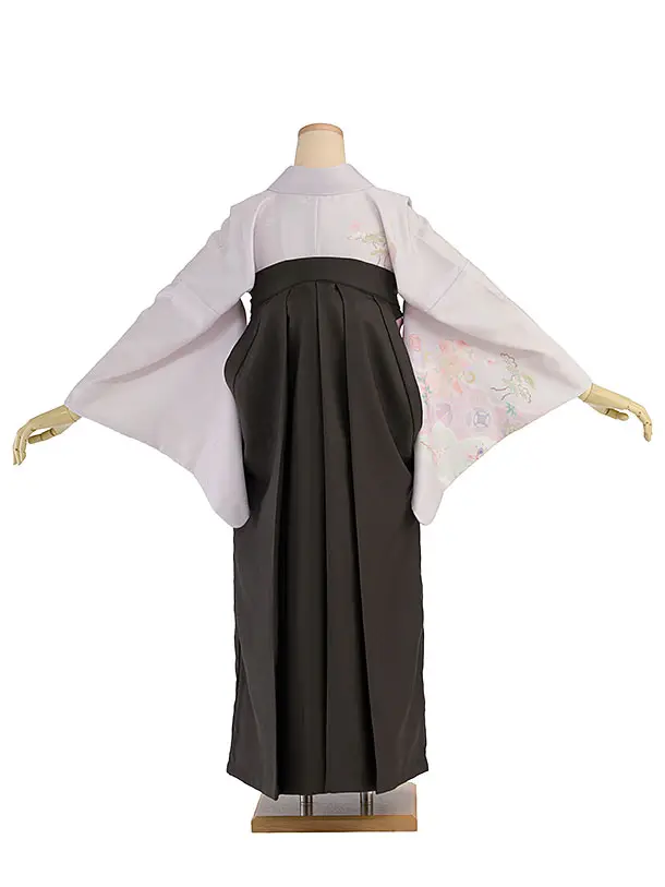 先生,教員向け袴レンタル 1340 薄紫 華七宝／チャコール袴