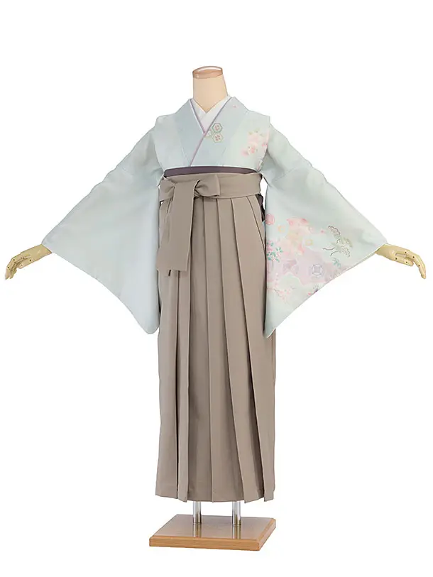 先生,教員向け袴レンタル 1342 淡渋水色 華七宝／ベージュ袴