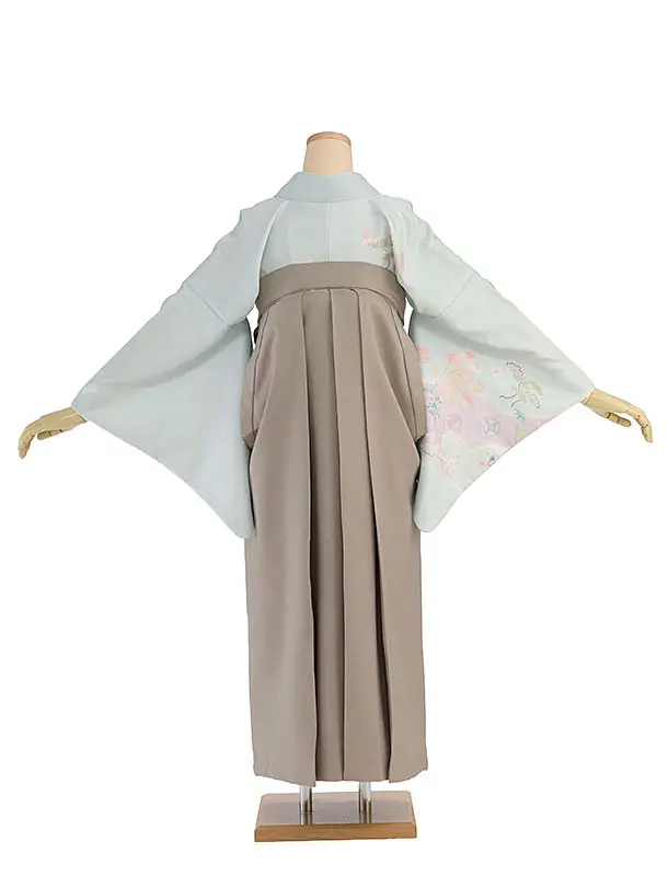 先生,教員向け袴レンタル 1343 淡渋水色 華七宝／ベージュ袴