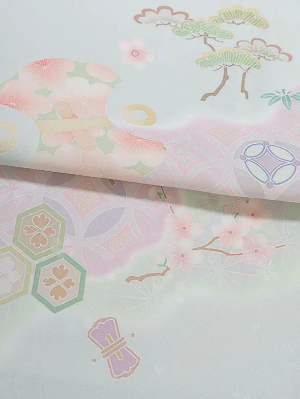 先生,教員向け袴レンタル 1343 淡渋水色 華七宝／ベージュ袴