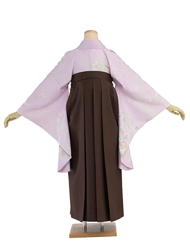 先生,教員向け袴レンタル 1344 ピンクパープル 華瑞祥／ブラウン 花七宝袴