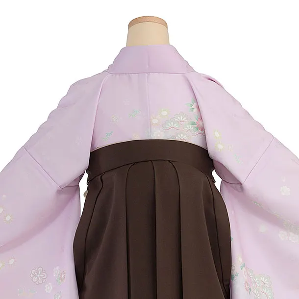 先生,教員向け袴レンタル 1344 ピンクパープル 華瑞祥／ブラウン 花七宝袴