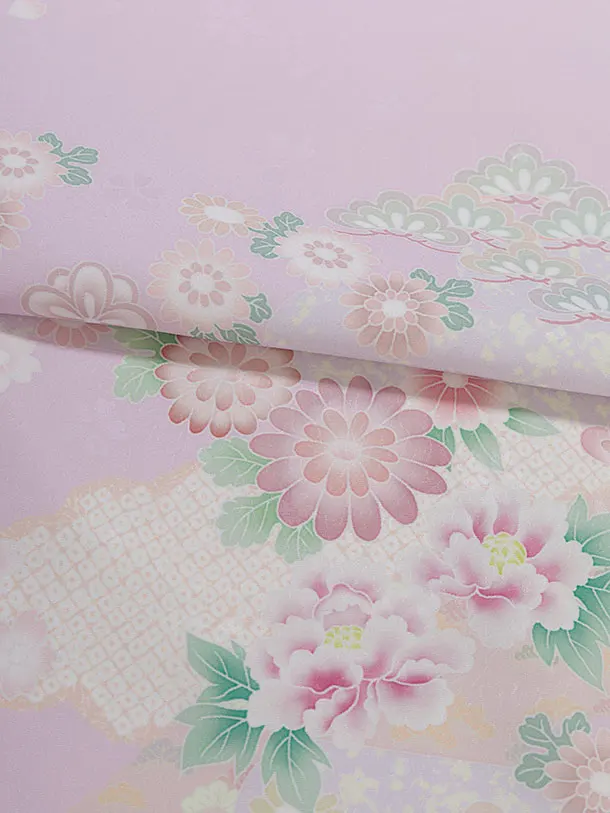 先生,教員向け袴レンタル 1344 ピンクパープル 華瑞祥／ブラウン 花七宝袴