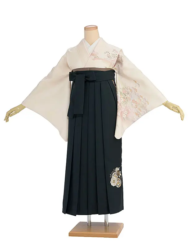 先生,教員向け袴レンタル 1352 クリーム 彩麗小花／深緑 花七宝袴