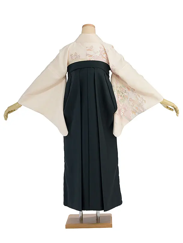 先生,教員向け袴レンタル 1352 クリーム 彩麗小花／深緑 花七宝袴
