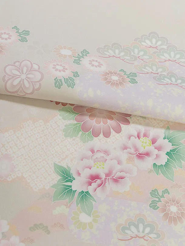 先生,教員向け袴レンタル 1353 ベージュ 秀花瑞祥／深緑 花七宝袴