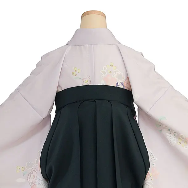 先生,教員向け袴レンタル 1357 薄紫 辻が花風／深緑 桜刺繍袴