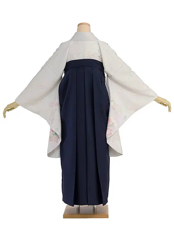 先生,教員向け袴レンタル 1359 淡グレー 秀花瑞祥／紺袴