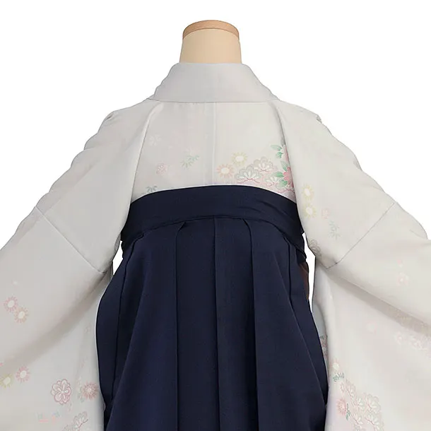 先生,教員向け袴レンタル 1359 淡グレー 秀花瑞祥／紺袴