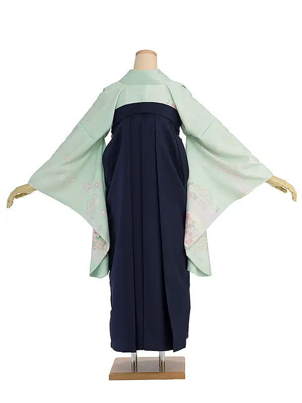 先生,教員向け袴レンタル 1362 薄緑 秀花瑞祥／紺袴