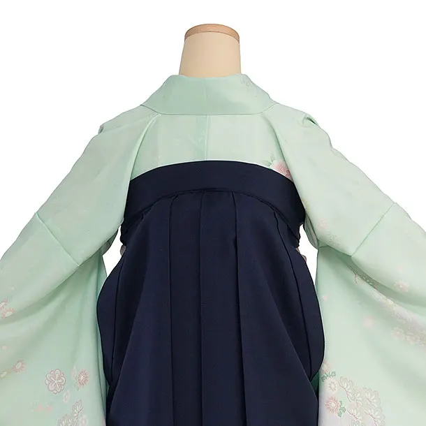 先生,教員向け袴レンタル 1362 薄緑 秀花瑞祥／紺袴