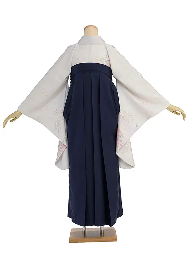 先生,教員向け袴レンタル 1364 淡グレー 秀花瑞祥／紺袴